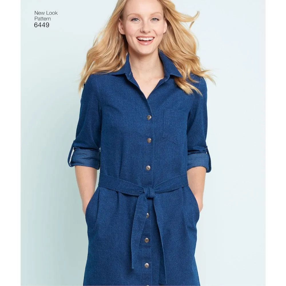 Newlook Pattern 6449 Misses' Easy Shirt Dress and Knit Dress