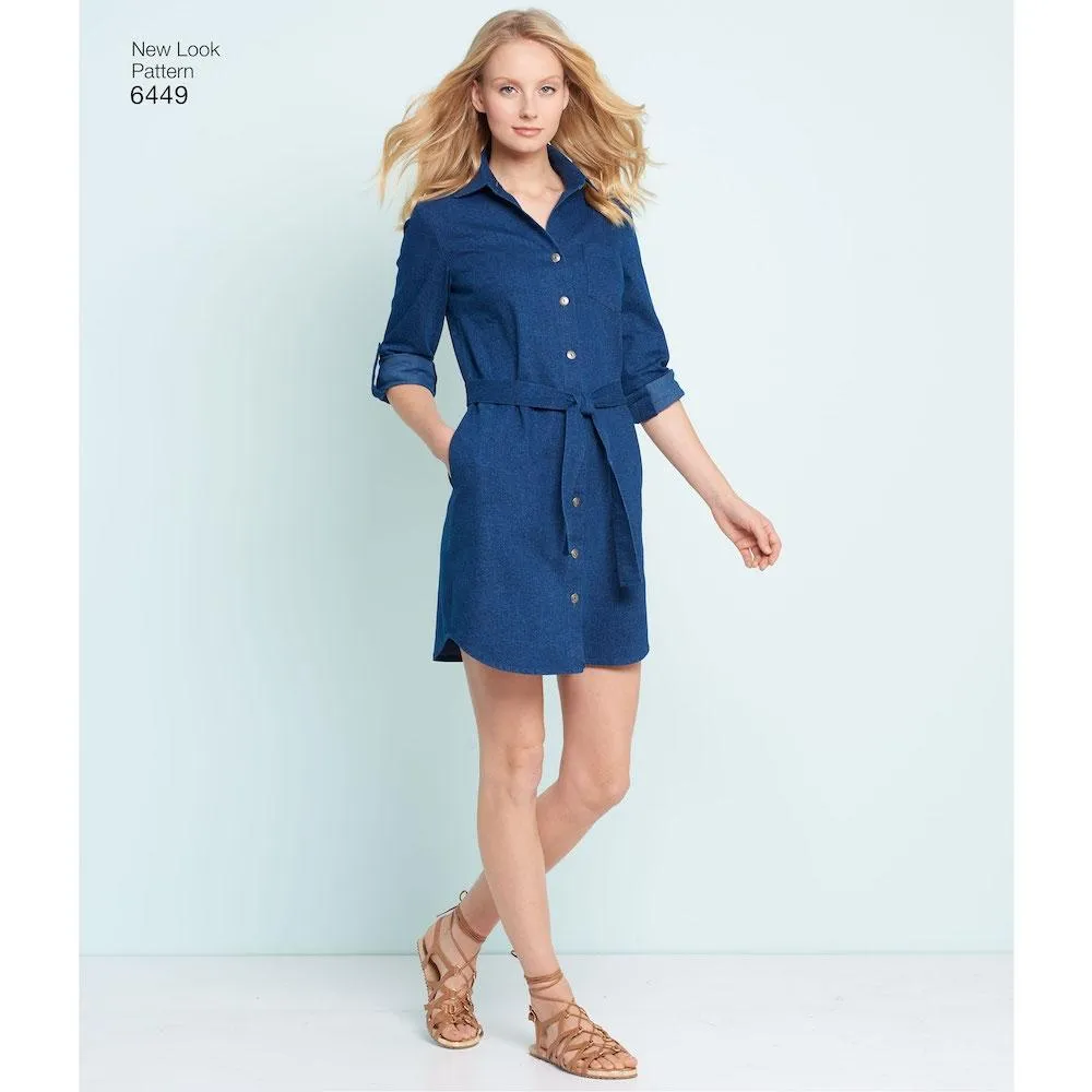 Newlook Pattern 6449 Misses' Easy Shirt Dress and Knit Dress