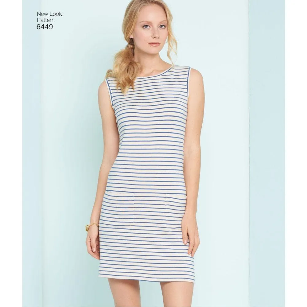 Newlook Pattern 6449 Misses' Easy Shirt Dress and Knit Dress