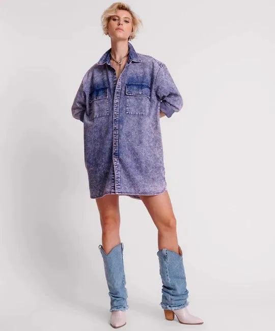 One Teaspoon Purple Rain Nixie Denim Shirt Dress