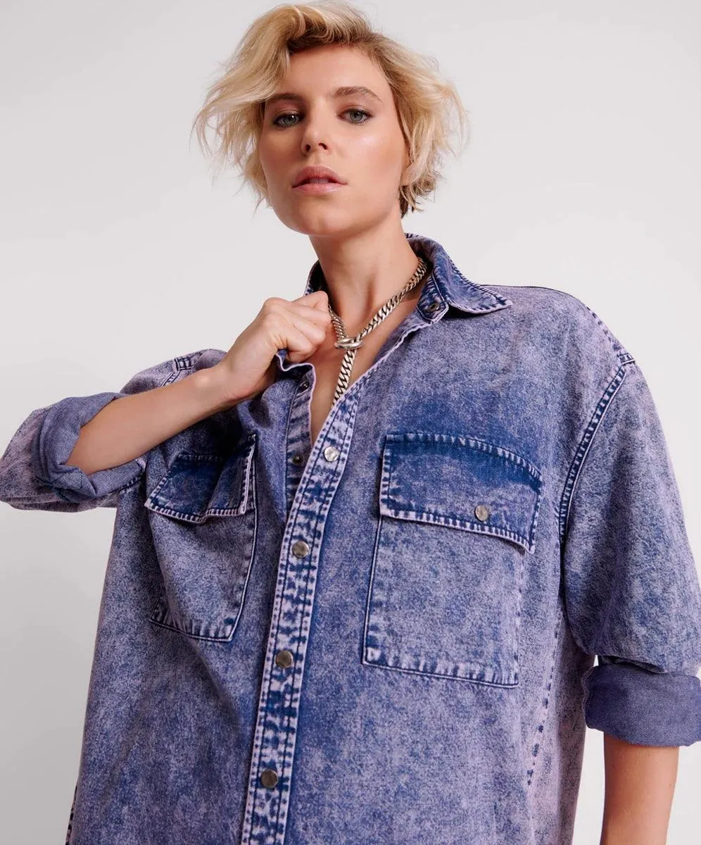 One Teaspoon Purple Rain Nixie Denim Shirt Dress