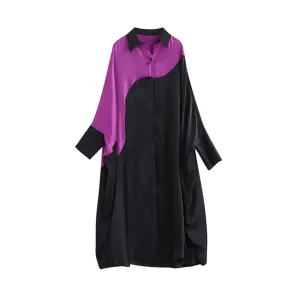 Pre Order:  Batwing Sleeves Dual Tone Dress