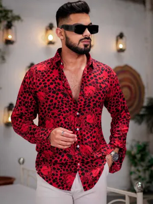 Red Modal Cotton Print Premium Shirt