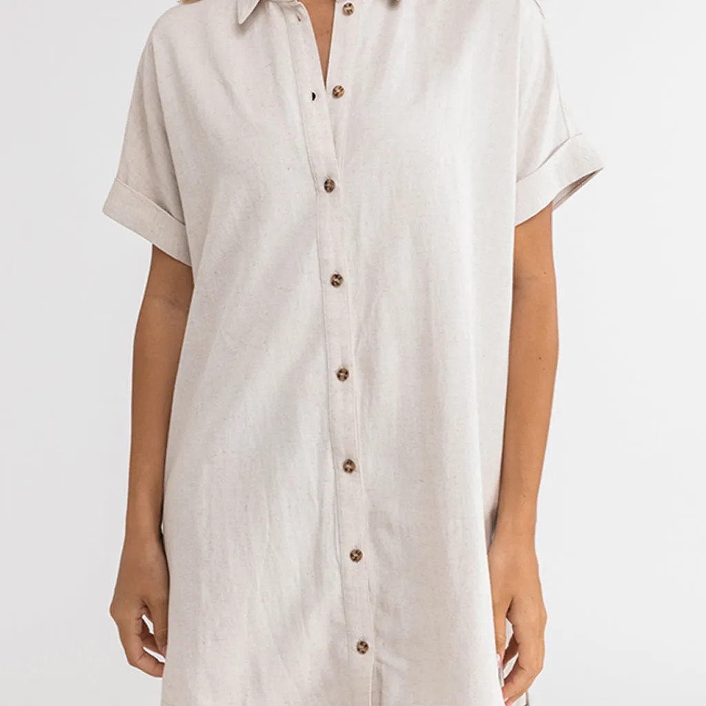 Rhythm Women's Classic Shirt Overswim Dress - Oatmeal