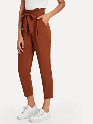 Ruffle Detail Pleated Pants