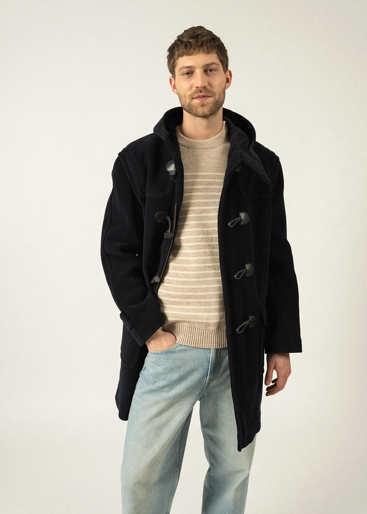 Saturne classic duffle-coat - in wool (NAVY)