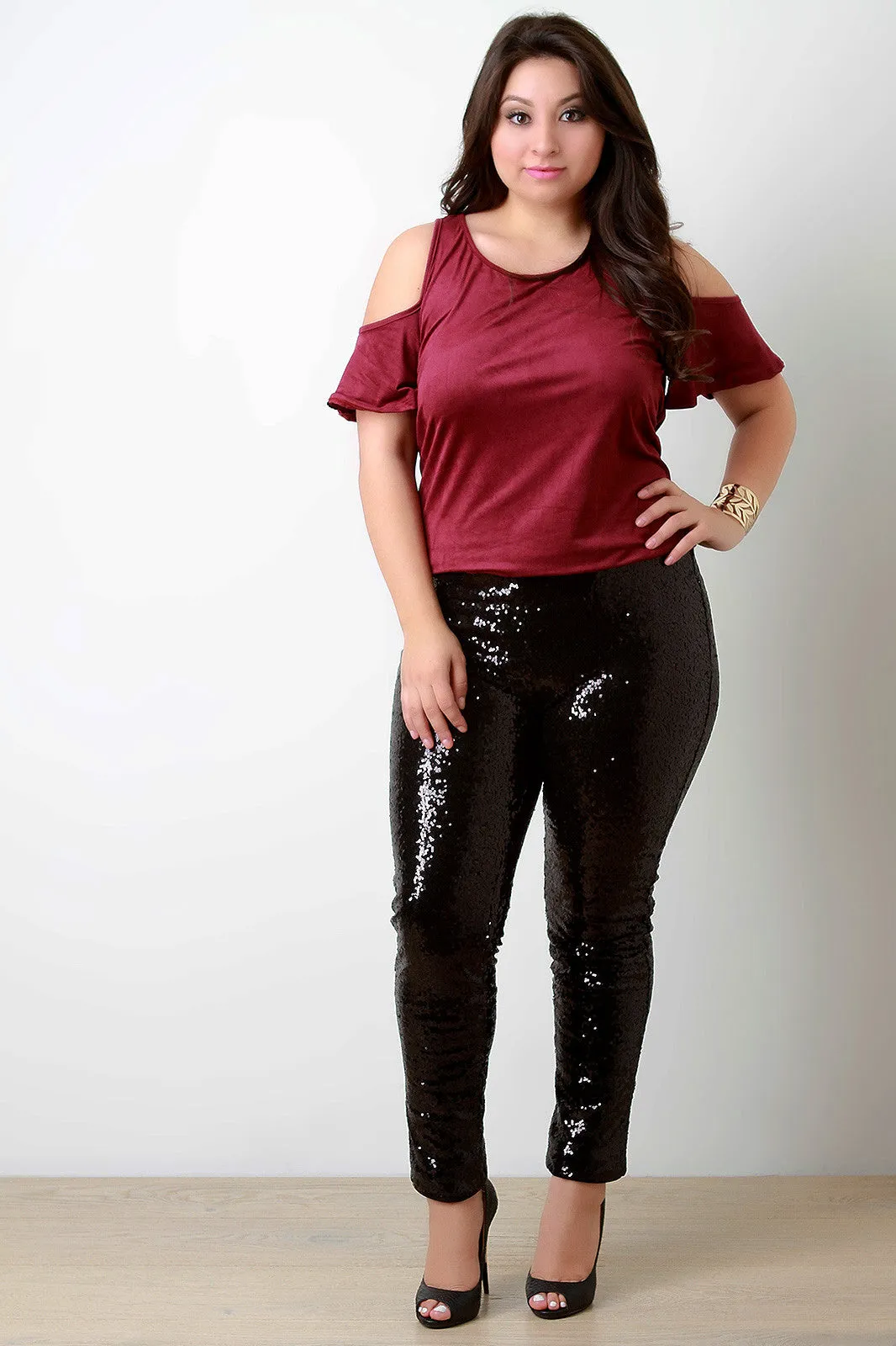 Sequin High Waist Pants