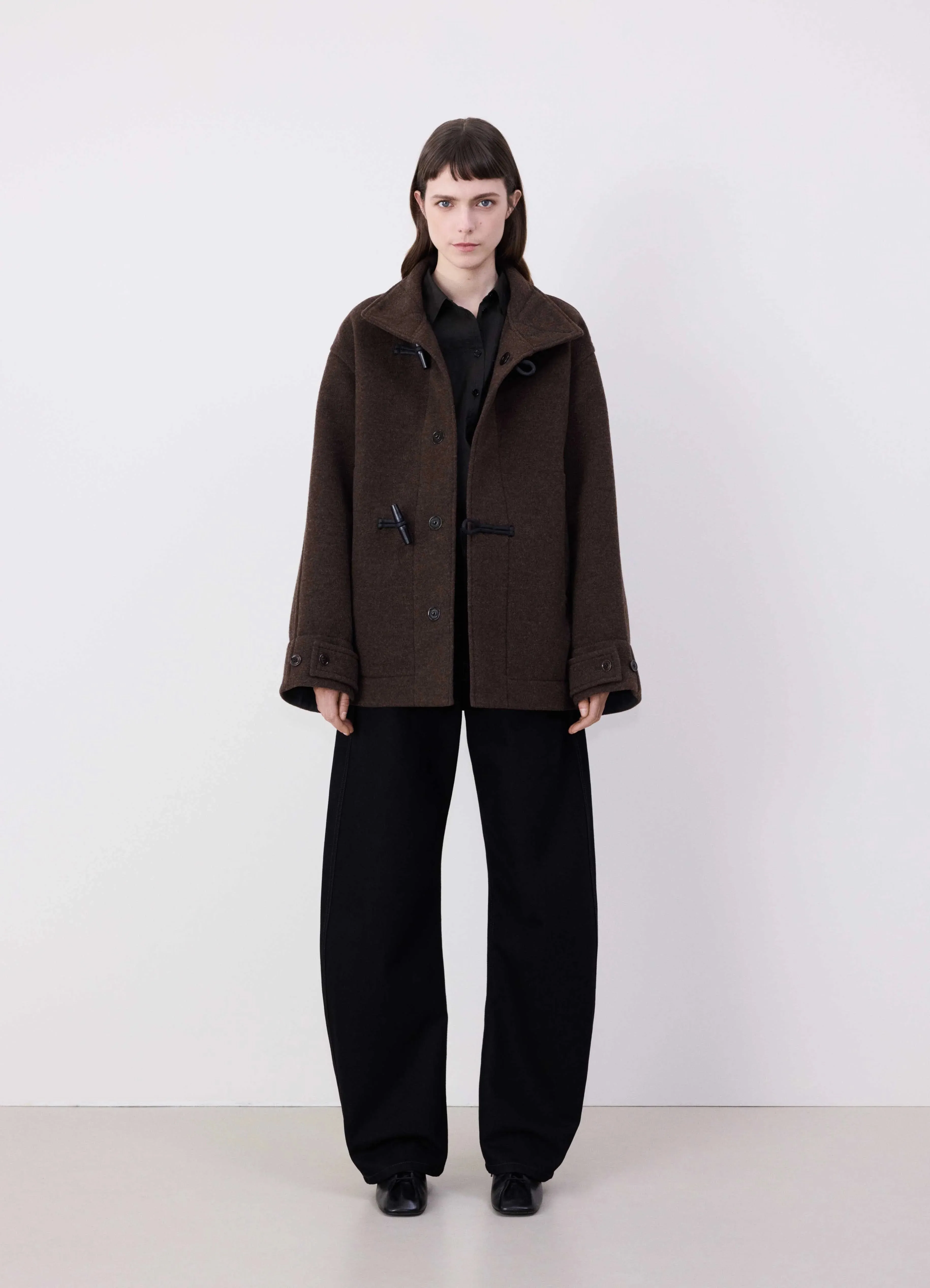 SHORT BATHROBE DUFFLE COAT WITH CONTRAST STITCH