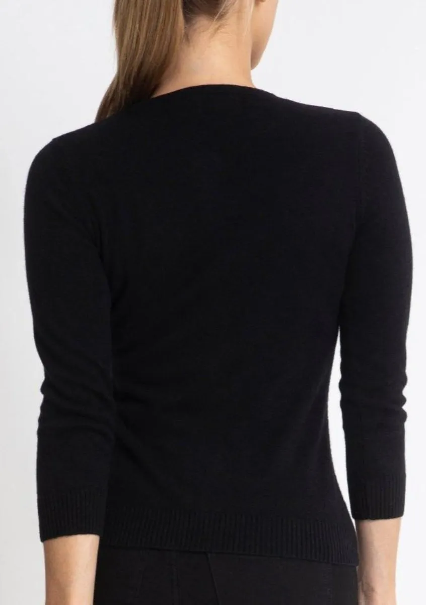 Silk   Cashmere Victoria Cardigan in Black