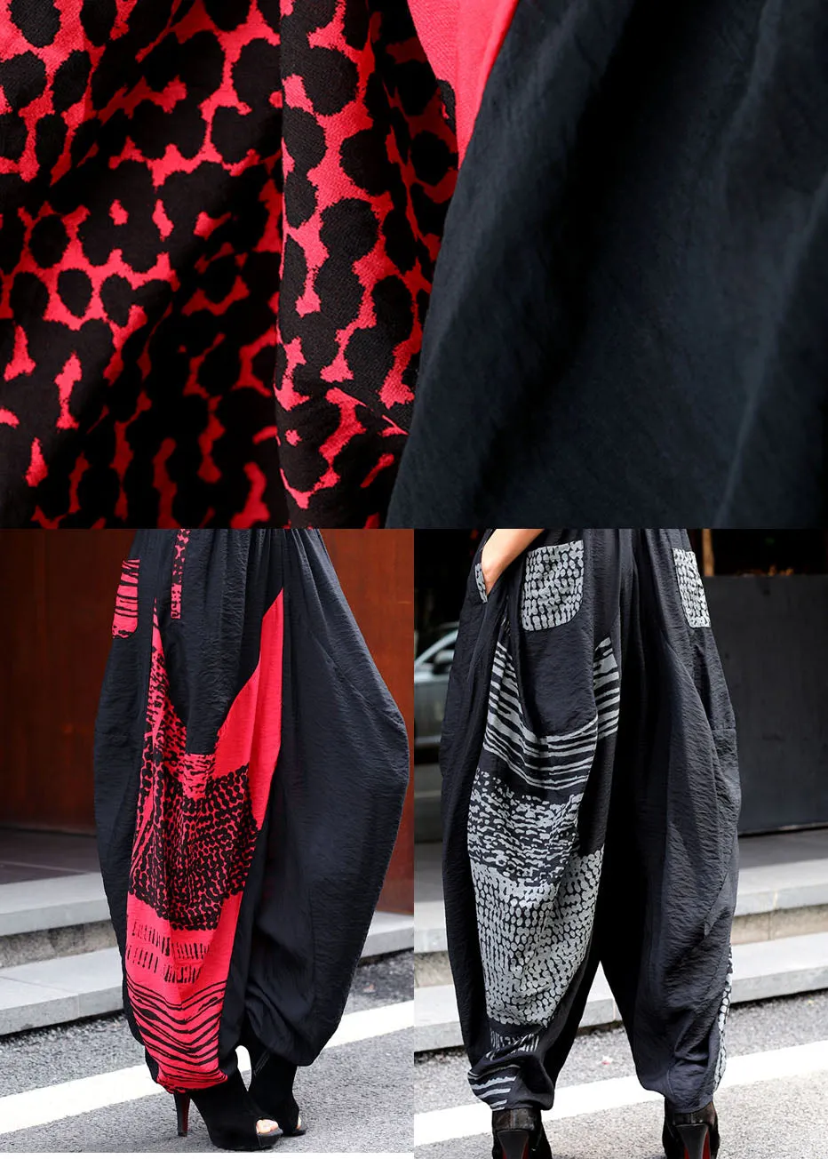 Simple Red High Waist Print Harem Winter Pants