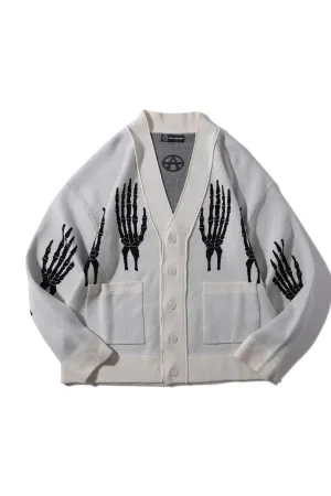 SKELETON HAND CARDIGAN CREAM