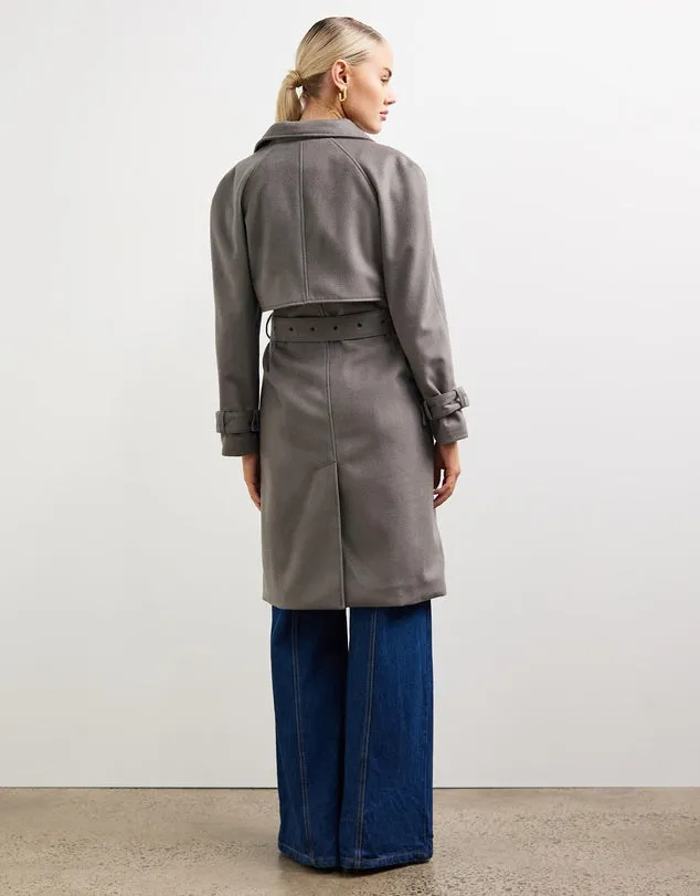 Soho Slouch Trench Grey Wool