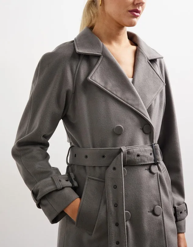 Soho Slouch Trench Grey Wool