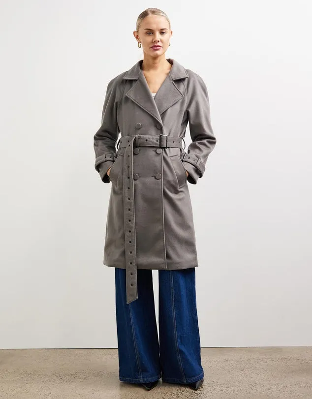 Soho Slouch Trench Grey Wool