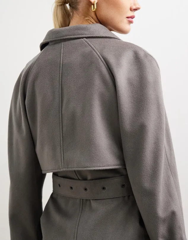 Soho Slouch Trench Grey Wool