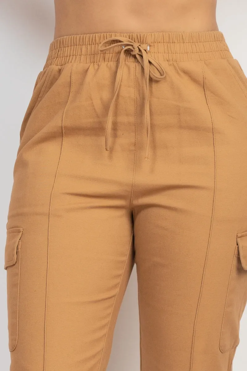 Solid High-rise Pocketed Jogger Pants