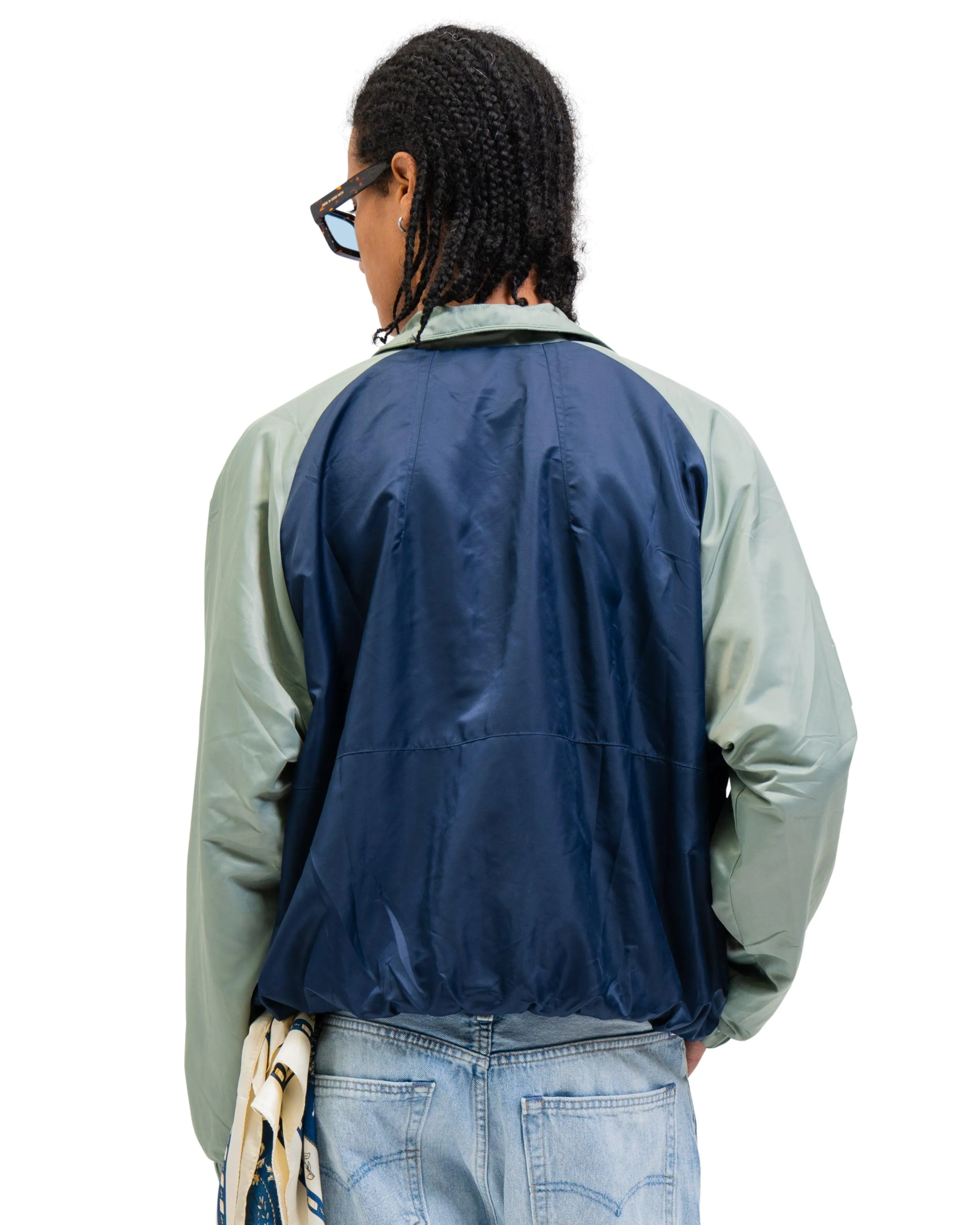 SUEDE LINED TRACK BOMBER NAVY/GREEN