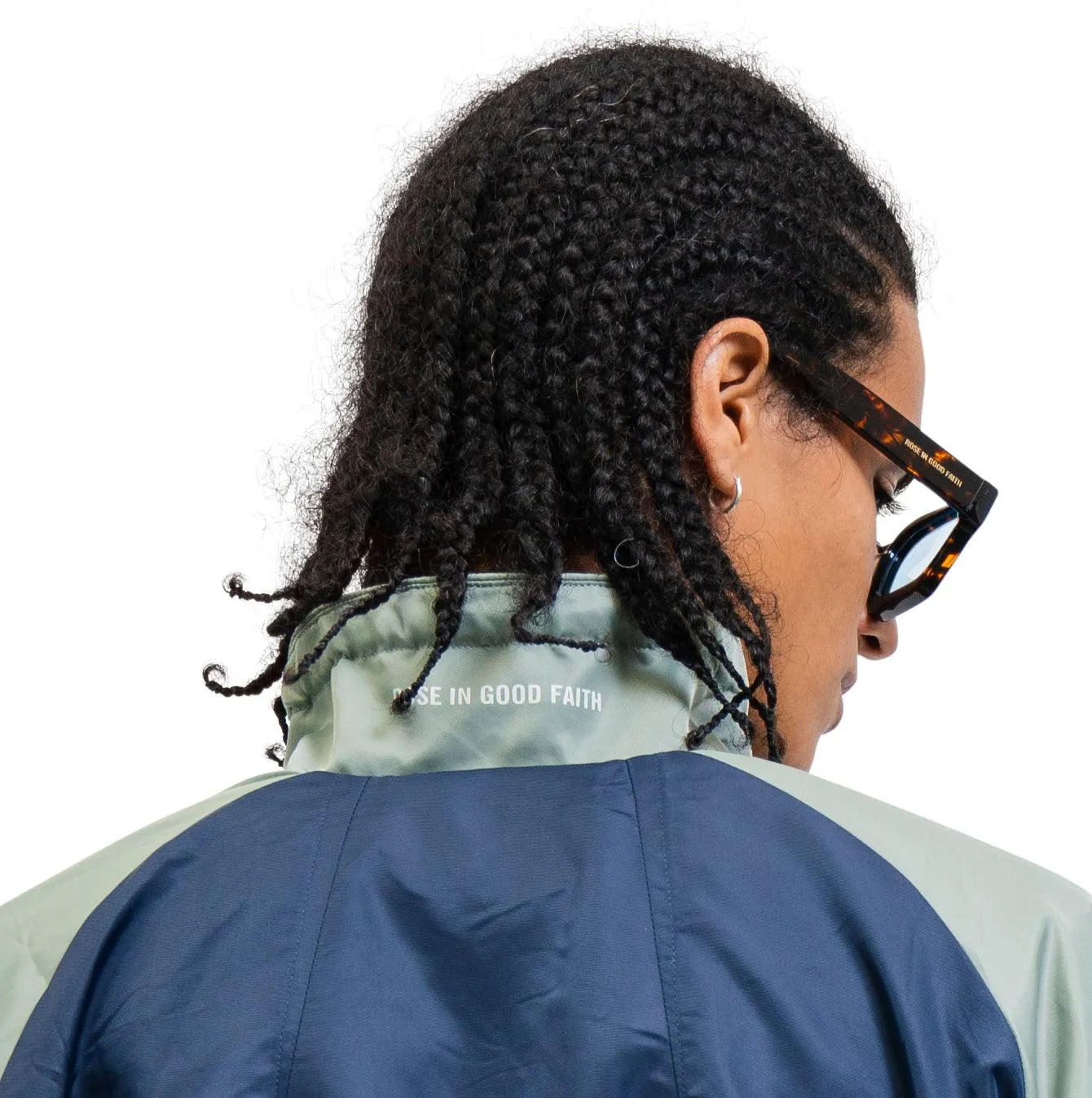 SUEDE LINED TRACK BOMBER NAVY/GREEN