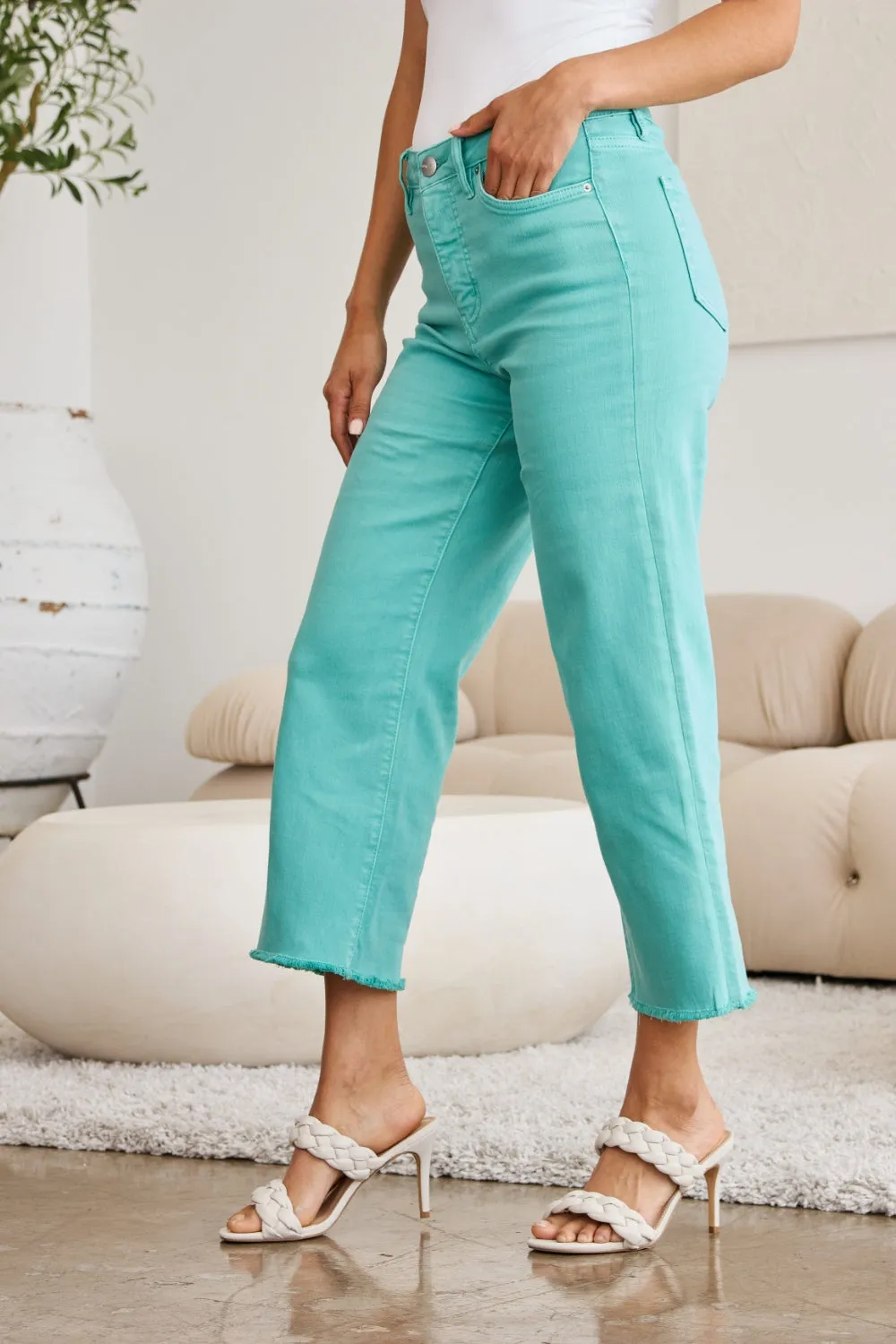 The Nina Tummy Control High Waist Raw Hem Jeans