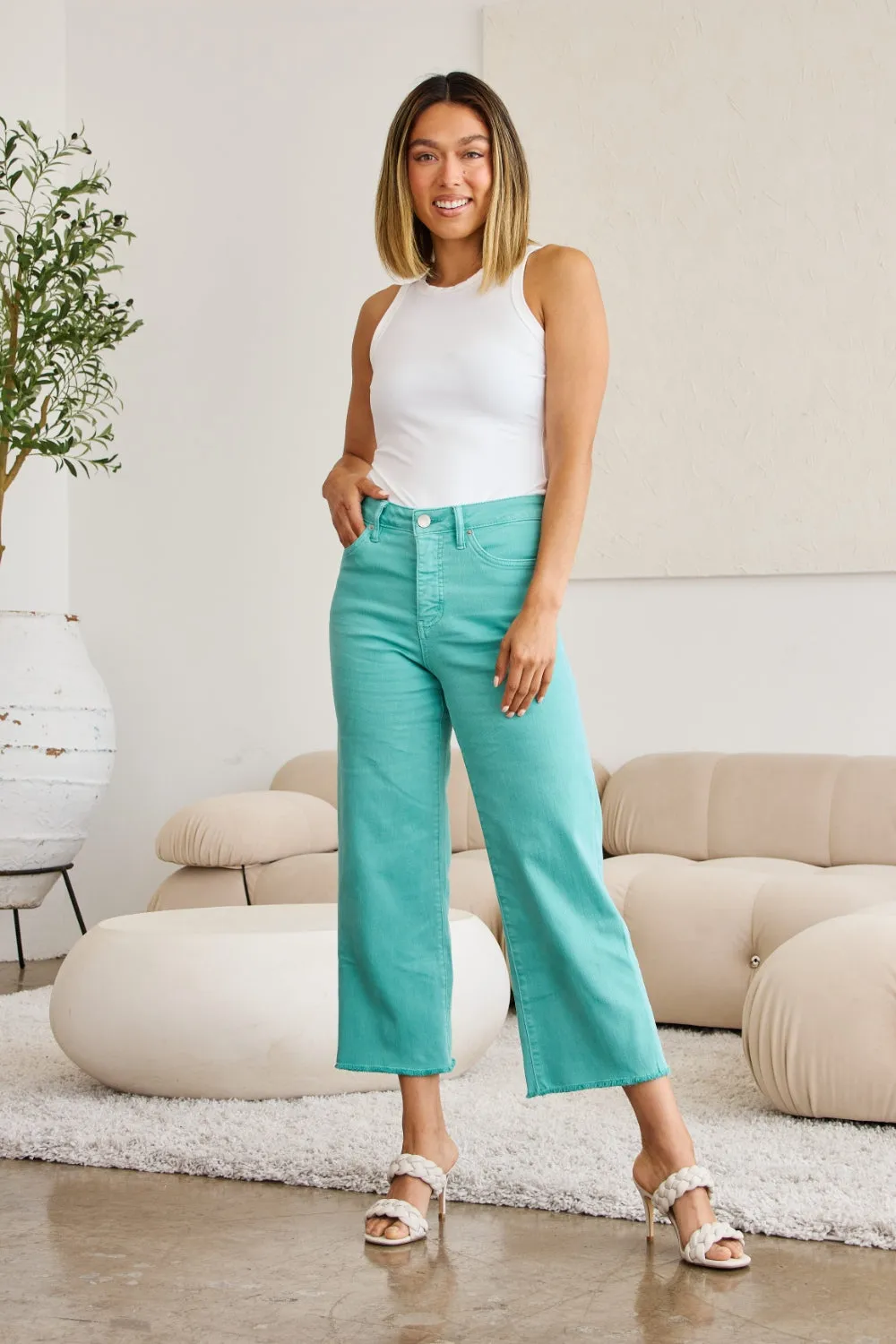 The Nina Tummy Control High Waist Raw Hem Jeans