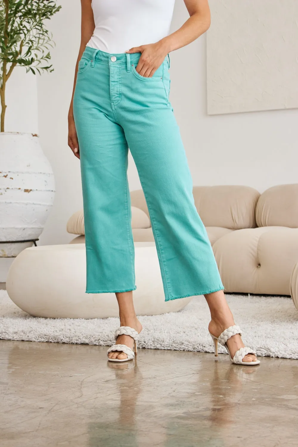 The Nina Tummy Control High Waist Raw Hem Jeans