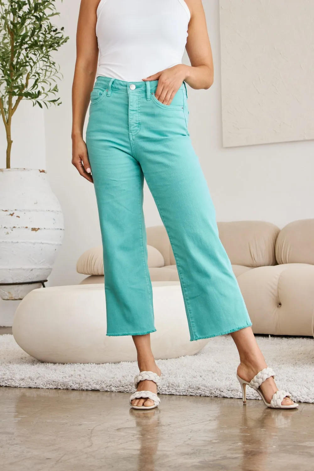 The Nina Tummy Control High Waist Raw Hem Jeans