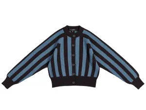 Vertical Stripe Cardigan Black & Light Storm