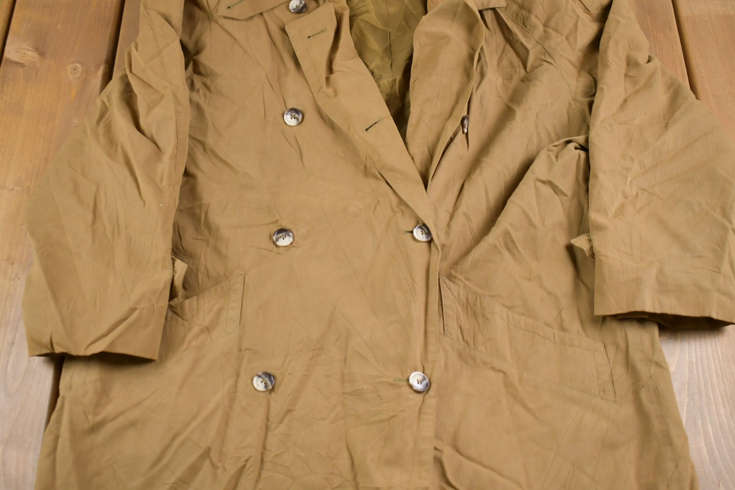 Vintage 1980s Canvas Double Breasted Trench Coat