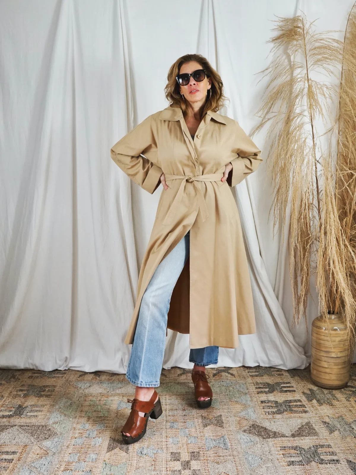 Vintage Classic Belted Trench Coat