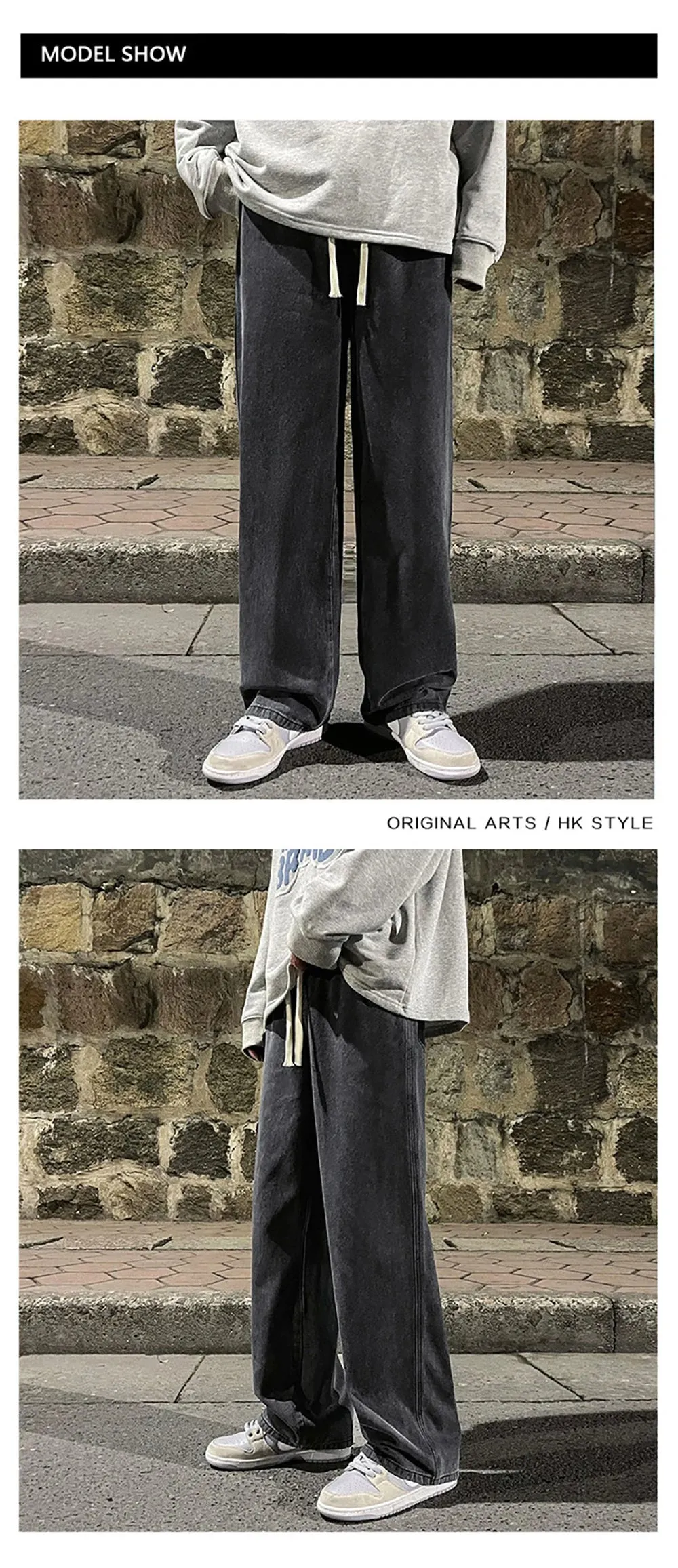 Vintage High Street Hip-hop Loose Straight Drape Pants