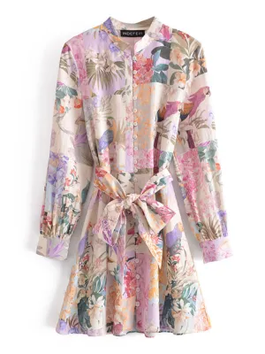 Women's Every stylish Girl Wear Printed Belt Shirt dress