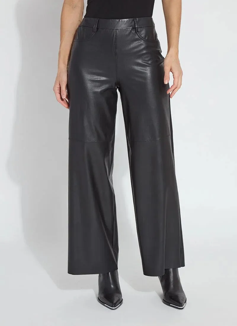 Wren Hi Waist Wide Leg Vegan Leather Pants - Black